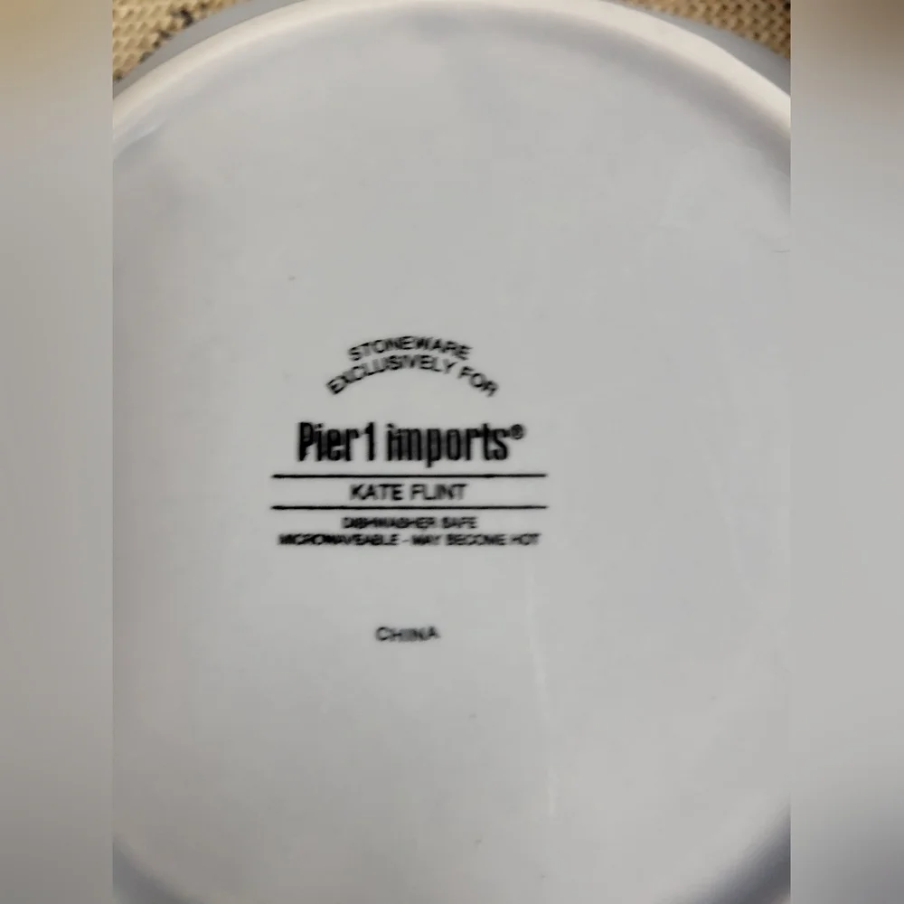 Pier 1 lot of 2 vintage ceramic Kate Flint soup bowls scallop edge